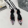 Sandali a punta Donne in punta di scarpe estate scarpe da caviglia piatta alla caviglia allacciata con donna casual donna nera 40sandals saa 40