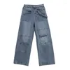 Jeans femininos Vintage Baggy Women Cargo Pants American Retro Rise Low Rise Wide Leg Leg 90S Y2K Streetwear