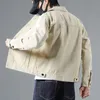 Male Jean Coats Vintage Cargo Mens Denim Jacket Khaki Designer Elatic Loose Branded Japanese Casual Winter G 240514