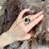 Top qualidade de três pedras Mosan Diamond Ring Water Grow Emerald CZ 925 Sterling Silver Party Wedding Moissanite Rings for Women Promise Birthday Jewelry Gift 03