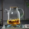 Vattenflaskor 1000 ml/1800 ml Värmeabel Glas vattenkanna värmesistenta tekannor med rostfritt stål täcker transparent juice behållare