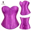 Satin Fabric Body Shapewear Overbust Corselet Slimming Waist Shaper Lacing Ribbon Women Corset Bustier With G String 818# 240430