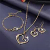 Earrings Necklace Exquisite Double Heart Necklace Earrings Jewelry Set Charming Womens Jewelry Fashion Bridal Accessories Set Romantic Gifts XW