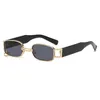 Солнцезащитные очки 2024 Металлическая рамка Женская Кругвая прямоугольная линза Мужчины личные солнцезащитные очки маленькие очки золотые очки UV400