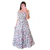 2024 Novo vestido feminino de primavera/verão One ombro Fragmentado Moda de flores Ofim de vestido estampado longo vestidos casuais para mulheres vestido maxi i3d3
