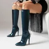 Boots Autumn Winter Stiletto Heeled Point Toe Black Red Cute and Sexy Solid Color Fashion Comfy Outdoor Walk Shoes