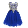Bourgondië Short Prom Party -jurken Homecoming jurk een lijn gouden appliqued kant tule black royal blauw watermeloen feestcocktail 334c