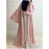 Ethnic Clothing Dubai Middle Eastern Womens Cardigan Robe Solid Color Loose Bell Sleeve Jacket European And American Elegant Fashion Dhd9Z