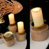 Candle Holders Wooden Holder Metal Tray Decor Natural Style Candlestick Ornament For Wedding Party Home Decoration