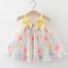 Girl Dresses Bow Tie Suspender Chiffon Dress Girls Fashionable Formal Attire Babies Shooting Accessories Children Birthday Gift Sweet Skirt