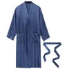 Home Clothing Mens Silky Satiny Bathrobe Nightwear Long Sleeve Open Front With Waist Belt Side Pockets Kimono Mid Robe Pajamas Homewear
