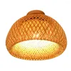 Taklampor retro bambu vävd lampa täcker lampskärmsdekor tillbehör (utan glödlampa)