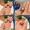 Charm Charms 12Mm White Color Pearl Ruby Gemstone Pendant Necklace Ring Earrings For Women Wedding Jewelry Sets Ladies Gift Statement Dh2Lp