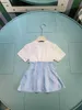 Top Girls Partydress Down Splicing Design Baby Jirt Taille 90-150 cm Kids Designer Vêtements Summer Princess Robe 24Pril