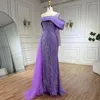 Party Dresses Serene Hill 2024 Arabic Lilac Evening Dress Side Train Pearls One Shoulder For Women's Formal Prom Wedding Gowns LA72332