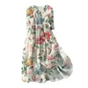 Holiday Flower Maxi Dress 2024 Dames V Hals Long Lantern Sleeve Floral Print Belt Ruffles Robe Vestidos