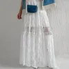 Skirts Y2K Pure White Fairycore Boho Floral Lace Maxi Women's Versatile Classic Semi Perspective Summer Sexy Holiday Outfits