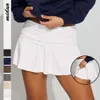 ソリッドカラーアンチグレアセーフティパンツプリーツ春の女性の小さなスポーツスカートAラインF51430