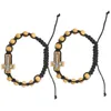Braccialetti di fascino 2 pezzi perle in croce braccialetto maschio rosario uomo a sospensione gioielli da polso alla moda
