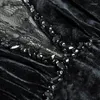 Robes décontractées Roosarosee Roosarosee Femmes Luxury Perle Lantern Lantern Lace Patchwork Black Velvet Robe European Sping Summer 2024 Vestidos Robe