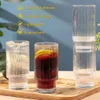 Kaffeglaskoppar Stapble Glassware Stripe Simple Transparent Cocktail Bar Drycker Soda Milk Juice Drink Mugs Cup Drinkware 240509
