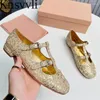Casual Shoes S Ballet Flat For Women Sequined Round Toe Mary Janes Female Gold Silver Bling Runway Party Woman