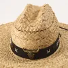 Boinas de chapéu de palha largo e largo para homens homens panamá Raffia Summer Packable boho banda única banda Sun Party Travel Beach