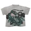 メンズTシャツヴィンテージシャツ男性女性Y2Kハイストリートアートグラフィックプリント半袖ハラジュクヒップホップパターンユニセックス特大