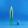 100 pièces 30 ml bouteille de compte-gouttes en plastique Couleur verte très transparente avec des bouchons à double épreuve voleur de sécurité enfant en toute sécurité Nipples longs xvjpr hukw