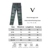 Logo di moda jeans lussuoso designer maschile blu grande marchio v casual jeans pantaloni fiori verdi ricamati affollati gambe lunghe che modellano i pantaloni jean