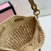 Designer Woven Fabric Mini Bag Fashion Summer Straw Beach Bag Small Drawstring Shoulder Bag Mm Handbags Women Luxury Weave Tote Classic Female Holiday Bag 240514