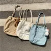 Bag Vintage Corduroy Women's Handbags Cute Bear Embroidery Ladies Reusable Shopping Shoulder Student Girls School Casual Tote