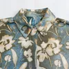 Summer Flower Imprimé Shirt Vneck Top Flower High Taist Lot Long jupe Two Piece Sett de style ethnique Suit 240514