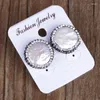 Stud Earrings 0.75 Inch Simple Round Disc Charm Pave Black White Rhinestone Natural Freshwater Pearl Beads Elegant Earring For Women