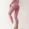 Fitnes Sport Bezproblemowe legginsy o wysokiej talii elastyczna solidna joga gym jogging Szybkie suche push un Slim Pants Female 240507