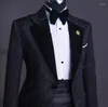 Мужские костюмы выпускные платья для мужчин черный жаккардовый роскошный выпускной вечерин