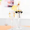 Favor de festas 2pcs/conjunto de noivo preto de traje branco conjunto de roupas de vidro de champanhe de champanhe de casamento