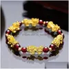 Bracelet de perle d'obidienne Feng Shui avec une richesse Black Pixiu Gold Bern Propices Bénéficies pour livraison Uni Drop Dhwd6