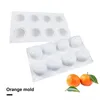 Moldes de cozimento para molde BPA Soberma de alimento de molde de 8 cavidades Bolo de mousse laranja silicone para sabonete de chocolate DIY