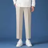 Men's Pants Spring Summer New Smooth Pendulous Suit Pants Men Business Long Trousers Korean Thick Formal Ankle Length Pant Male Plus Size 40 Y240514