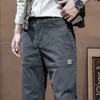 سراويل الرجال للرجال ملابس رجالي العمل سروال البضائع 97 ٪ من القطن الصلب ارتداء اللون الكوري هرول KHAKI سراويل عارضة غير رسمية الذكور 38 40 Y240514