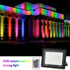 LED RGB Flood Light 10W 30W 50W 100W IP66 Utomhusljus Spotlight AC 220V/110V Reflektor Projector Lamp Garden RGB -belysning