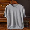 Men's T Shirts Superfine Wool Shirt Knitted O-neck Breathable Cashmer Short Sleeve Tee Solid Color Tops