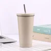 Wholesale 304 stainless steel thermal cups big capacity vacuum coffee mugs with straw portable colorful 500ml 750ml insulated tumbler car gifts 18 nh