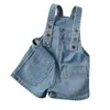 Överaller baby flicka pojke denim toppficka baby småbarn jeans hänge barn shorts duaree sommar barnkläder 1-7y D240515