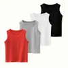 VEST 2023 Summer Childrens tank top lämplig för pojkar flickor röd svart vit solid topp underkläder barn bekväma och andningsbara kläd
