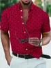 Erkekler Sıradan Gömlek Gömlek Düğmesi Aşağı Yaz Plajı Siyah Beyaz Kırmızı Yeşil Kısa Kollu Polka Dot Kapı Pri
