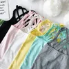 Modelo de roupas íntimas do colete meninas de colete colorido tanque infantil tampo tampo de verão 2024 algodão infantil moda moda moda tank top