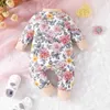 Rompers Baby Girls Nowonarodzony Romper 0-18 miesięcy ubrania maluchowe niemowlę słodkie kwiatowy z długim rękawem zamek błyskawiczny kombinezon240514l240502