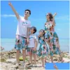 Family Matching Outfits Summer Beach Mother Daughter Dresses Dad Son Tshirt Shorts Look Couple Outfit Drop Delivery Baby Kids Matern Dheqb